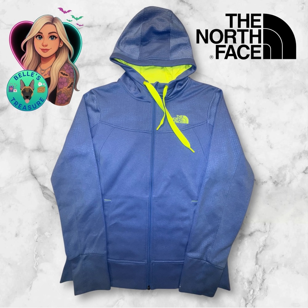 The North Face Jacket Women's Medium Tech Mezzaluna Hoodie‎ Blue Neon Full Zip